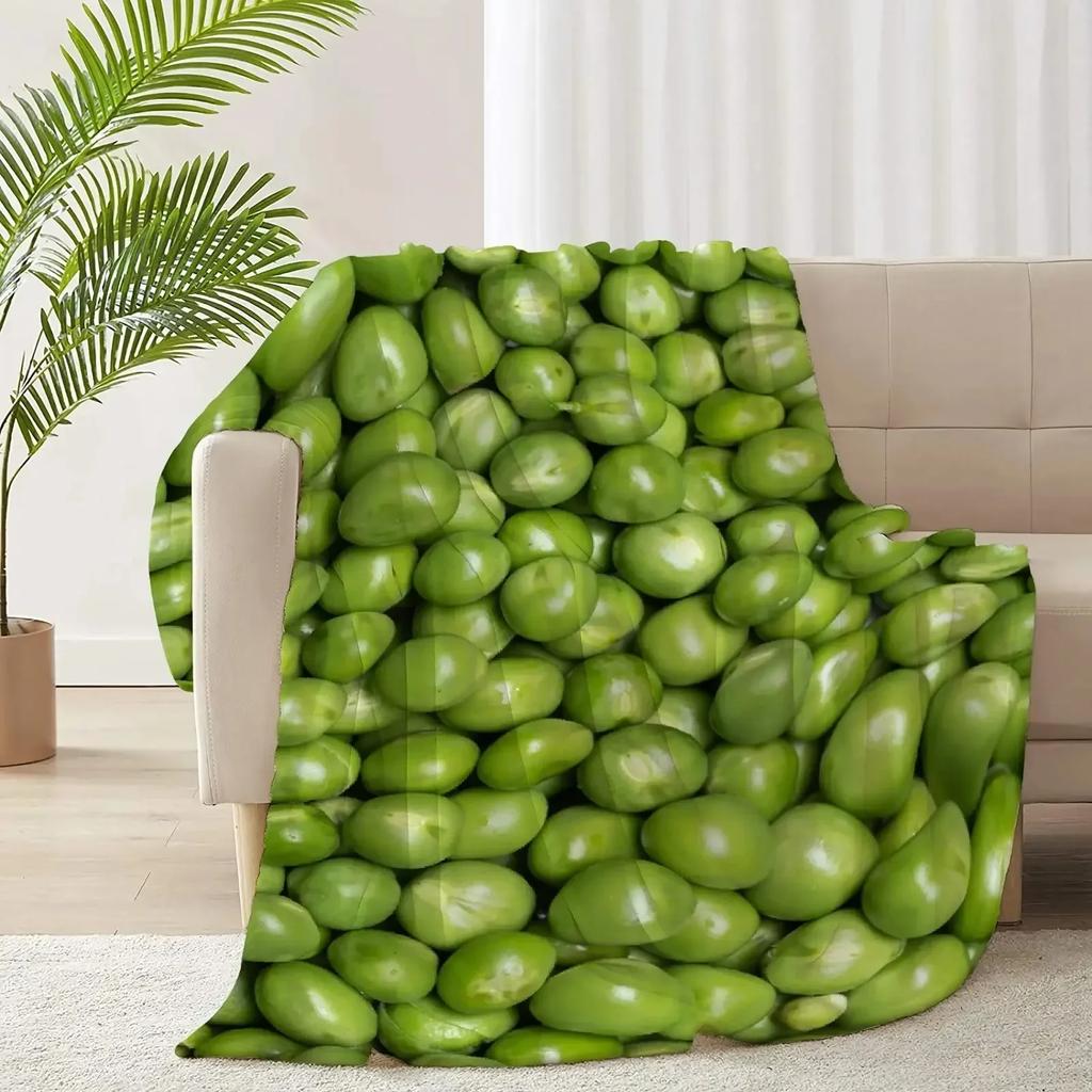 Food Vegetables Meat Pattern Flannel Throw Blanket for Sofa Couch Chair Bed Decor Lightweight Soft Warm Gifts for Teens and Kids