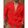 Nuova Camicia da Uomo in Misto Cotone e Lino Monocolore - Casual Manica Lunga