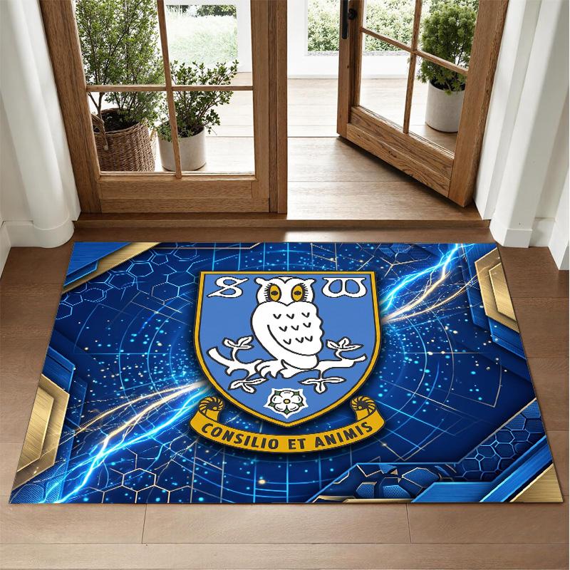 Sheffield Wednesday Football Design Crystal Velvet Rug Soft Decorative Mat for Bedroom Entrance
