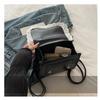 Faux Leather Flap Square Shoulder Bag for Women with Lace Bow Knot Trendy Casual Crossbody Purse