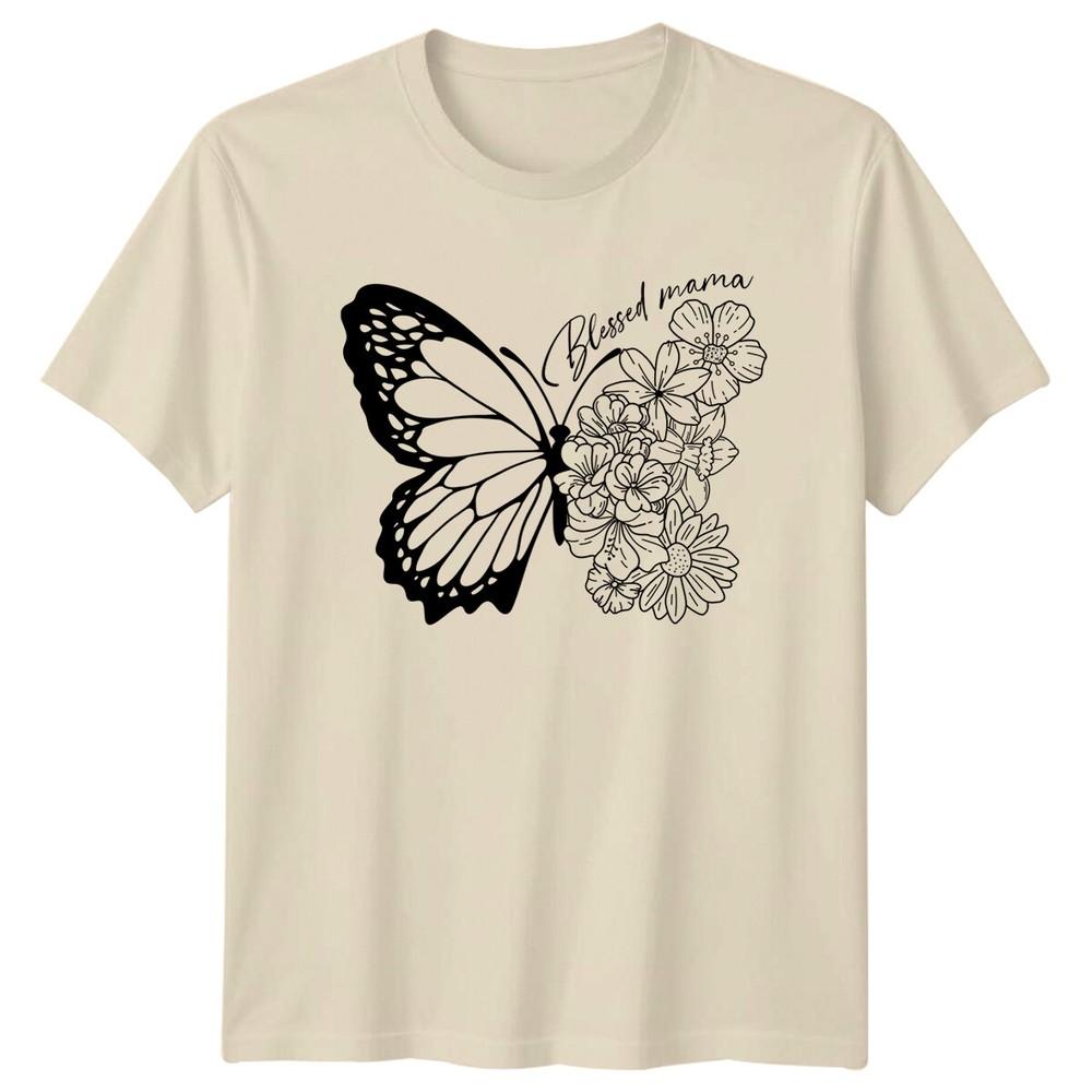 Blessed Mama Floral Butterfly TShirt Mothers Day Gift For Mom