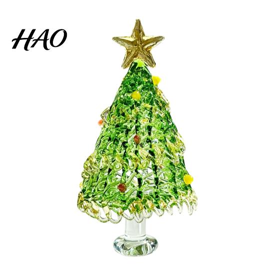 Kristallen Boom Bureauornament Handgeblazen Glas Kerstbeeldje, Mini Tafelbladornamenten Kerstornament, Handgemaakte Bureau Feestdecoratie Decoratief