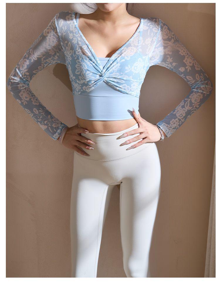 Women's Sexy Long Sleeve T-Shirt with Chest Pad Faux Two-Piece Sportswear - International Style