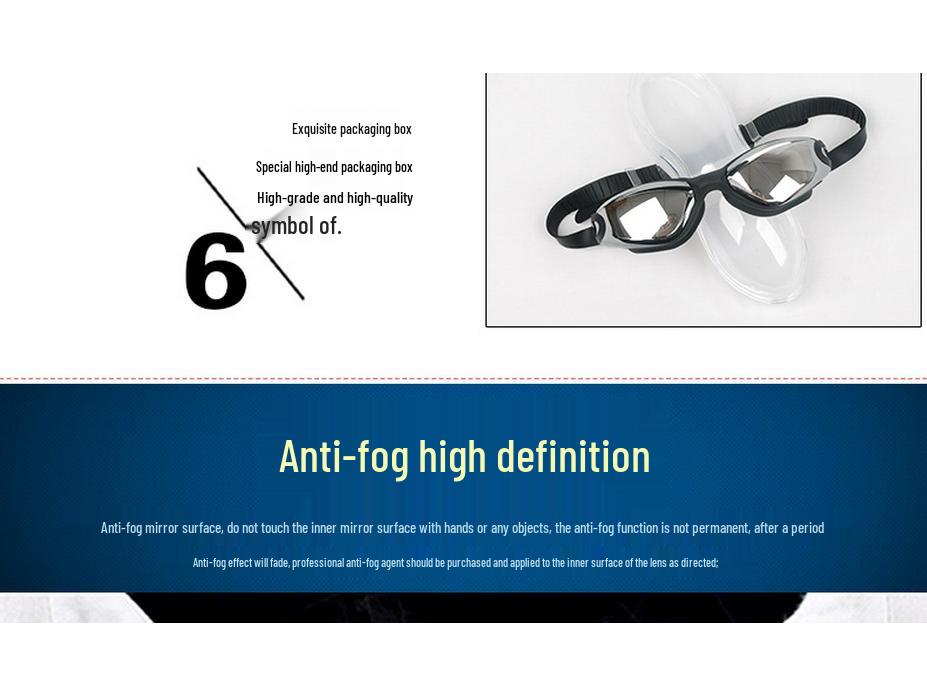 High-Definition Anti-Fog Electroplated Swimming Goggles with Silicone Straps
