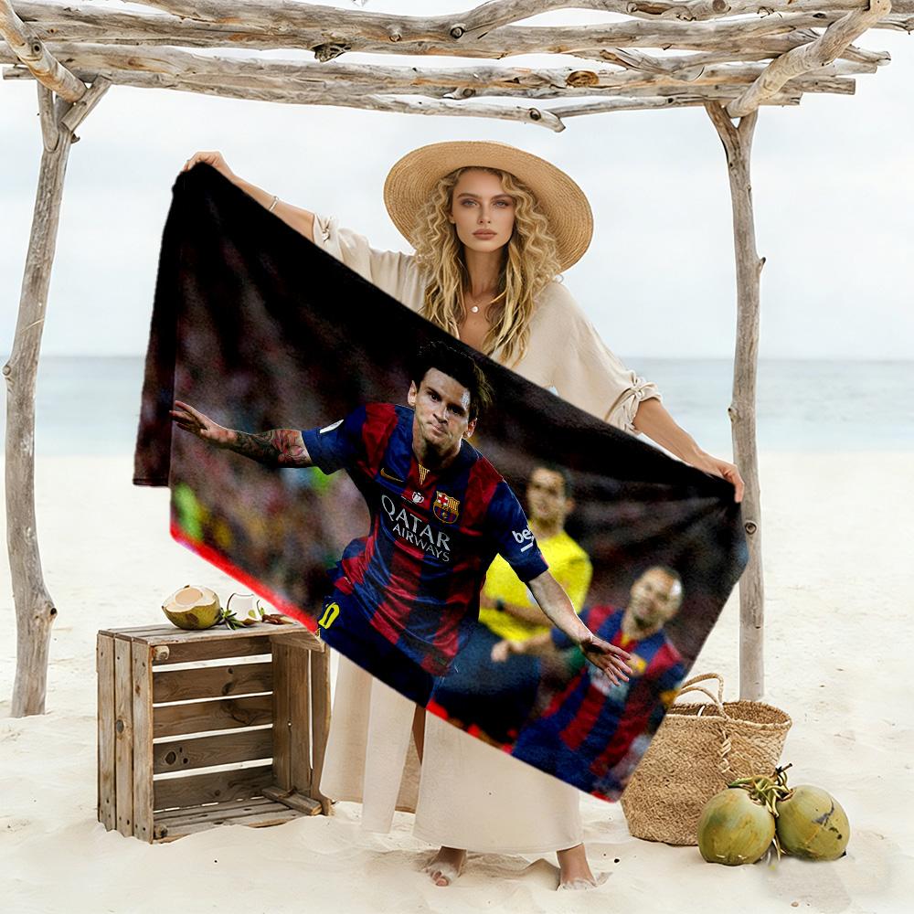 Messi's Wall Pose Beach Towel Super Soft Microfiber Quickdry Fabric Comfortable Lightweight