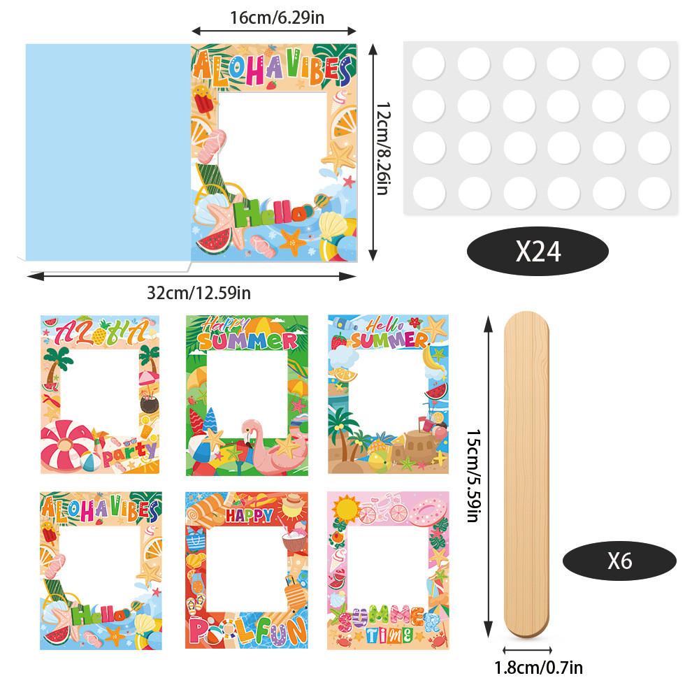 Hawaii Themed Summer Cartoon Pattern Hand Frame Party Decoration Props Photo