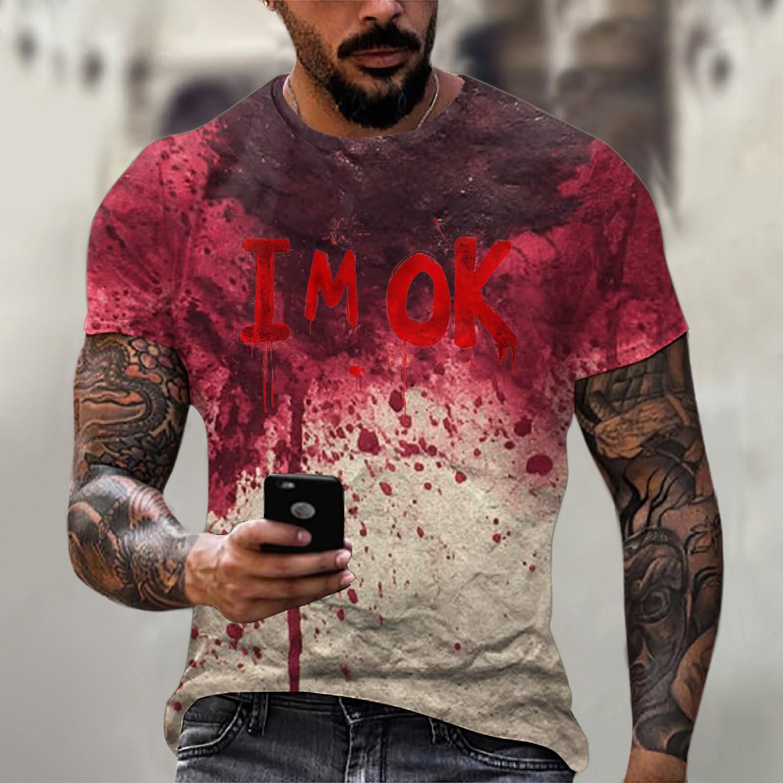 

Halloween printed men s round-neck cotton-like short-sleeved top T-shirt XXL