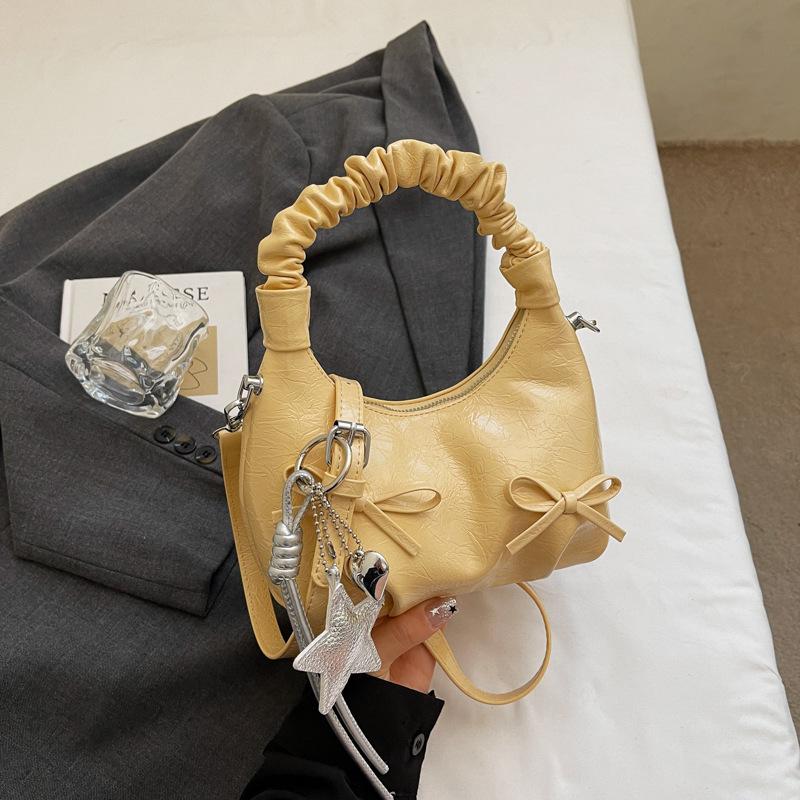 2025 summer new bow underarm bag women's leisure commuting niche pleated cloud bag dumpling bag