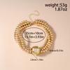 Fashion Gold Color Beaded Necklace for Women Multi Layer Round Beads Choker Necklaces Punk Jewelry Gifts