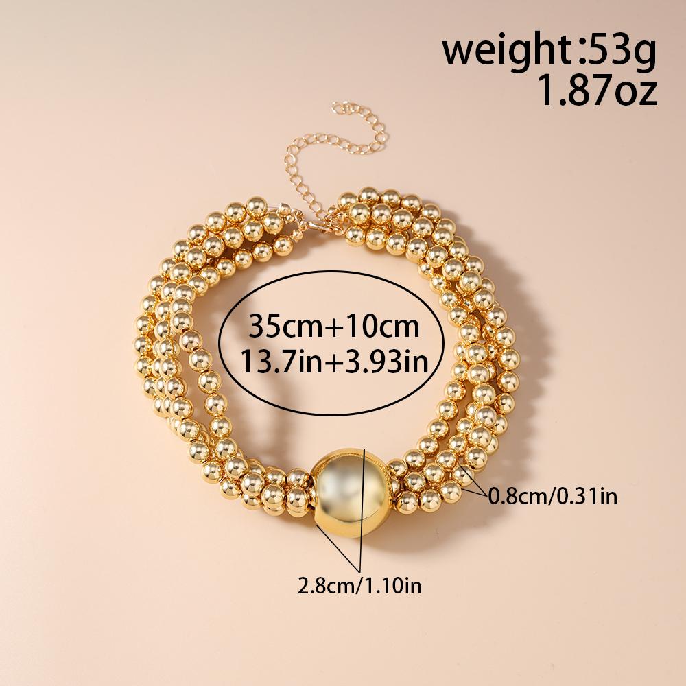 Fashion Gold Color Beaded Necklace for Women Multi Layer Round Beads Choker Necklaces Punk Jewelry Gifts