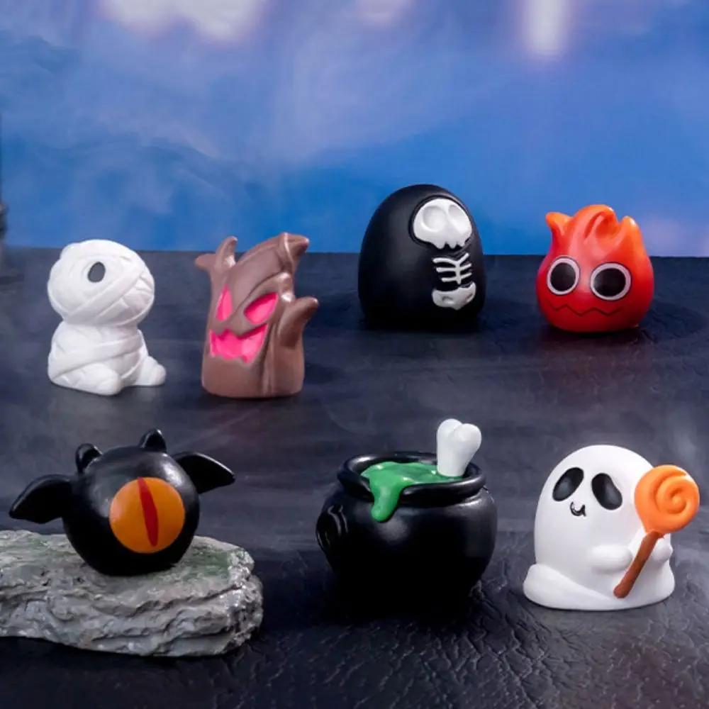 Multicolor Halloween Miniature Figurine Bat Spider Skeleton Cat Zombie Cartoon Pumpkin Ghost Statue Car Decoration Halloween
