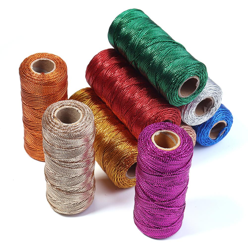 100Meters/Roll Gold Silver Color Macrame Cord Packaging Rope Ornament String Thread For DIY Wedding Party Christmas Gifts Decor
