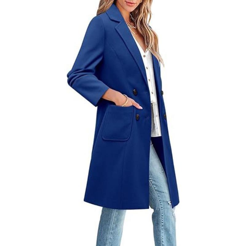 Women Slim Fit Solid Long Sleeve Mid Length Casual Outerwear Coat