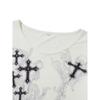 Y2k Grafický potisk křížů a křídel Dámské tričko s dlouhým rukávem Grunge Fairy Harajuku Tričko Estetika 2000s Punkový styl Oblečení Streetwear