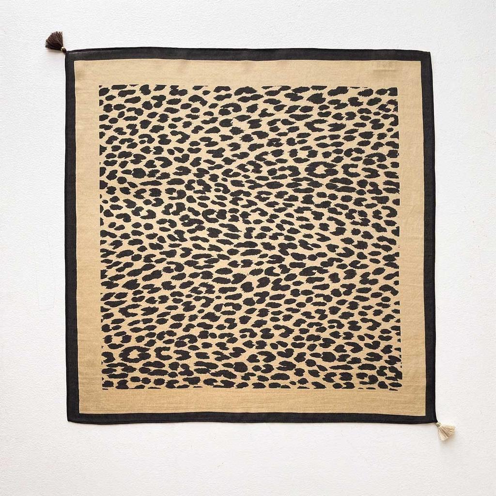 Hot Sale European and American Retro Leopard Print Chinese Square Scarf Women's High Sense Fashion Contrast Silk Scarf Multifunctional Shawl