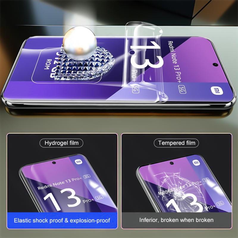 Película de hidrogel para xiaomi redmi note 13 14 12 11 10 9 8 7 pro plus, protetor de tela para redmi note 14s 12s 11s 10s, filme macio, 4 unidades