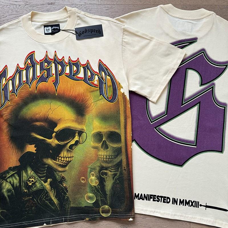Mens Oversized Cotton Long Sleeve Tee With Skull Graphic Print Streetwear Rock Band Style Loose Fit Teens Adults