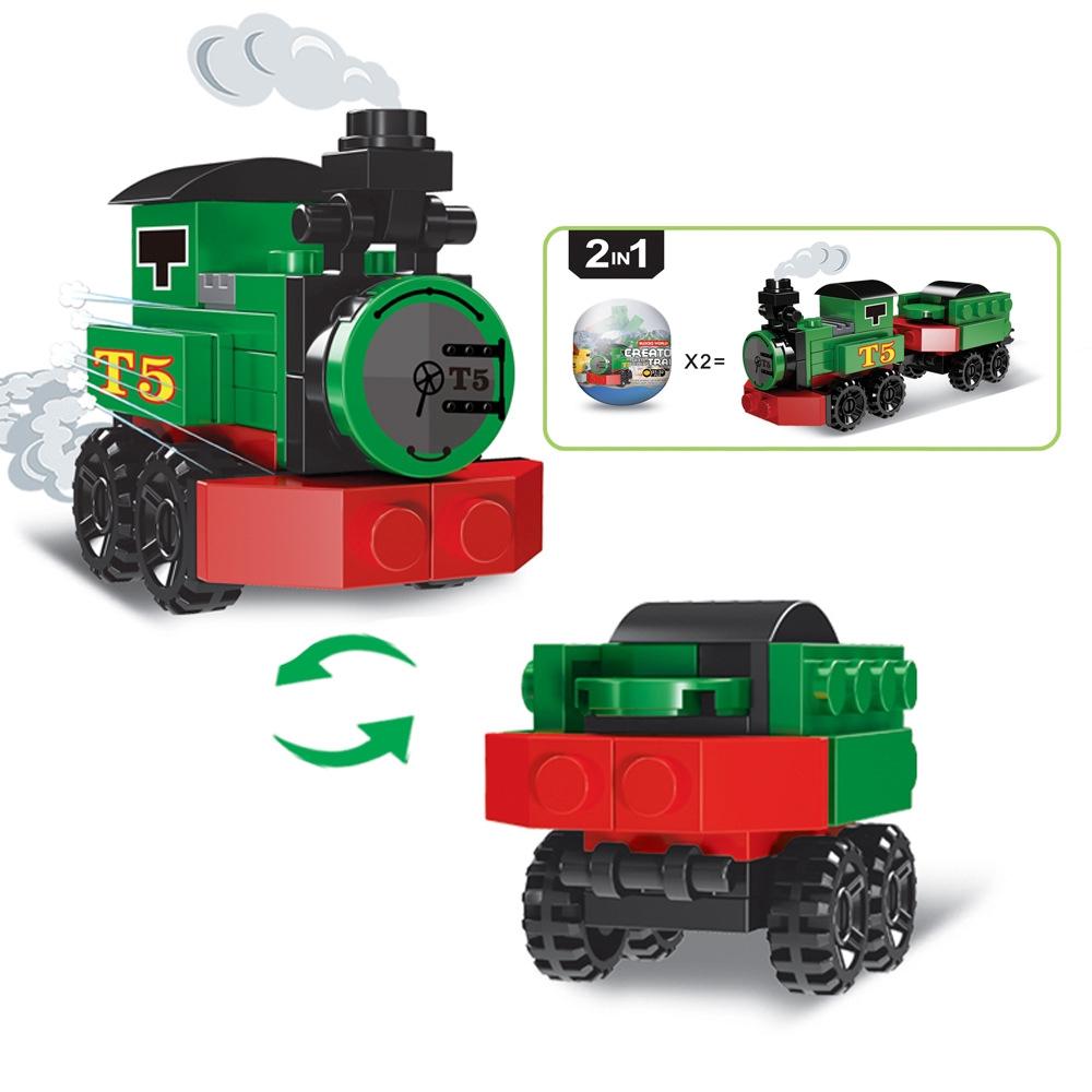 6pcs/set City Train Model Building Blocks Vehicles Egg Children Kids Toys Car Vehicle Cars Geometric Shape Bricks Toy