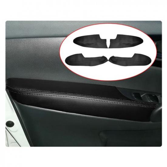 4X ALL Black Leather Door Panel Armrest Cover for Nissan Qashqai 2016-2018