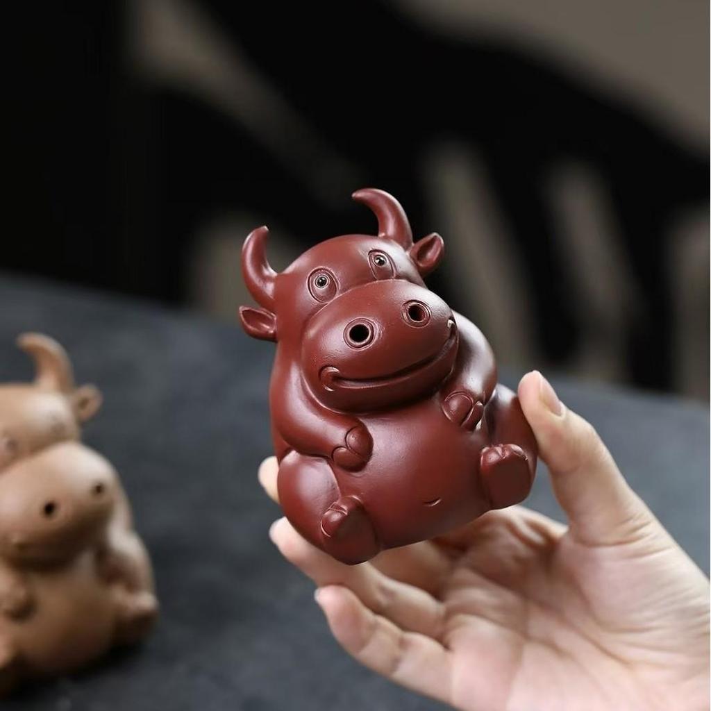 Yixing Zisha Cute Cow Tea Pet Ornament