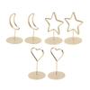 6 Pcs Table Number Holders Stainless Steel Place Card Holders Star Moon Heart Shaped for Wedding Party Meeting Memo Gold