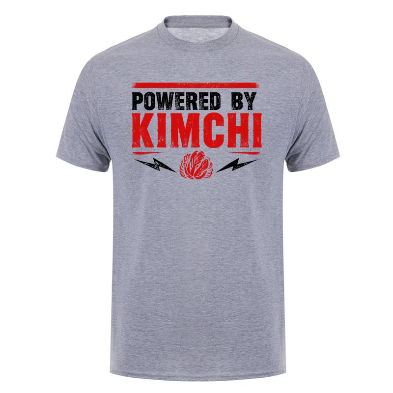 Funny Powered By Kimchi Shirt Unisex Korean BBQ Food Graphic Tee Spicy Kimchi Lover T Shirt Casual Streetwear Short Sleeve DA