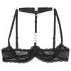 Plus Size Bras Women's Floral Lace 1/4 Cups Push Up Underwire Bra Tops Balconette Bralette Everyday Bra