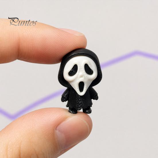Black Robe Ghost Figurine 3D Printed Scream Face Ornament, Mini Desktop Statue for Halloween Miniature Gift Decoration, Funny Skeleton Home