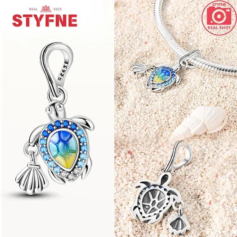 Women Bracelet Diy Fine Jewelry Gifts Original Charms Beads Copper Ocean Series Blue Turtle Starfish Shell Pendants