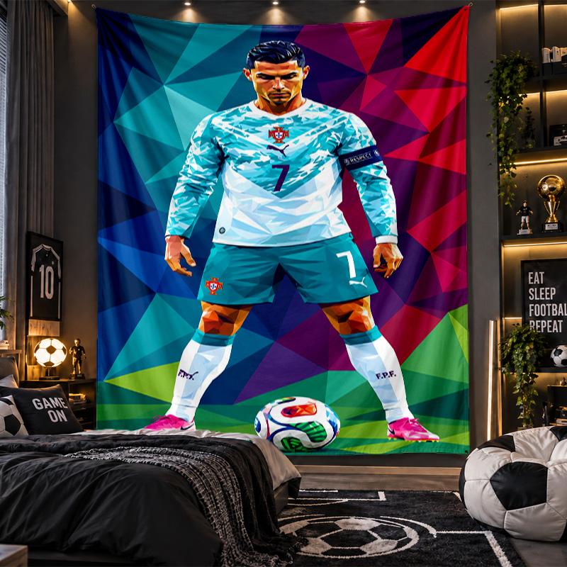 Tapisserie murale Tissu imprimé Cristiano Ronaldo pour salon chambre décoration de la maison