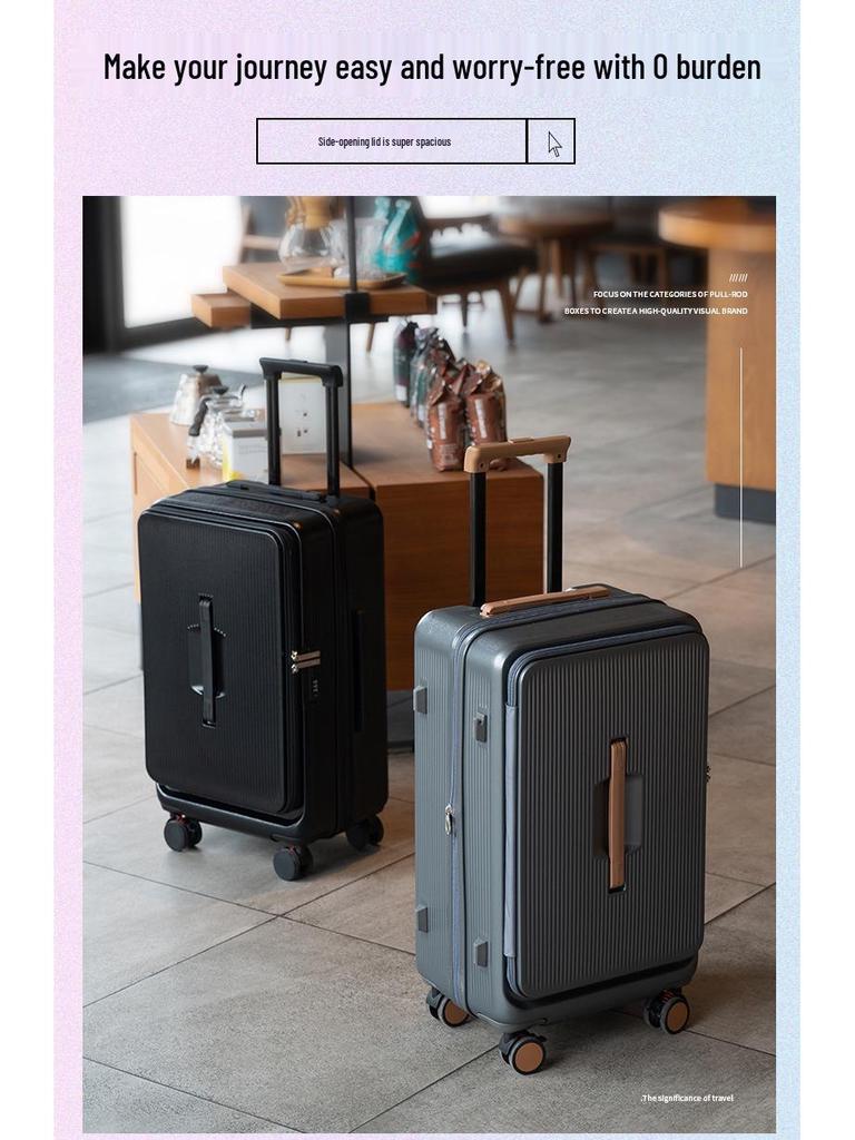 Expandable Cross-Border Sports Suitcase with Silent Wheels & Cup Holder for Men & Women