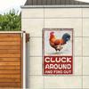 Cluck Around And Find Out Humorous Chicken Metal Tin Sign 12x8 Inch Farm Warning Poster Chicken Farm Tin Sign Home Kitchen Decor