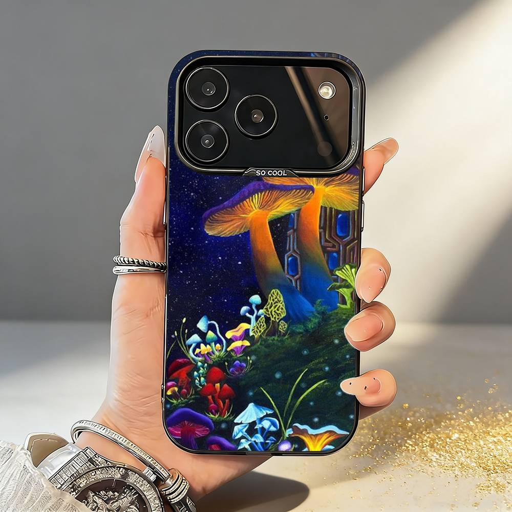 

P-Психоделичный C-Цветной M-Грибной Чехол Для Телефона Для iPhone17,16,15,14,13,12,11,Pro,MAX Серый Матовый Силиконовый Черный Чехол iPhone17