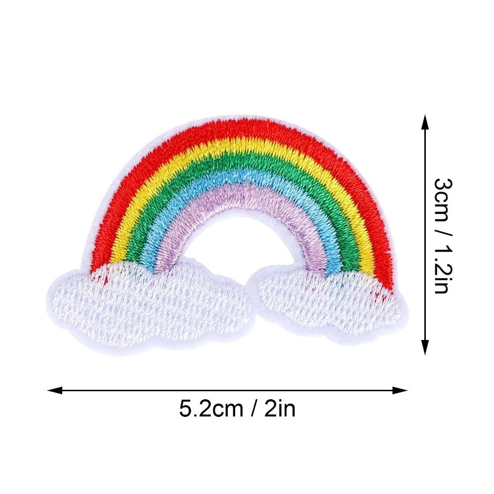 10 Stück Bunte Stoffflicken Regenbogenmuster Aufbügelflicken Aufnäher Kleidung Dekoration
