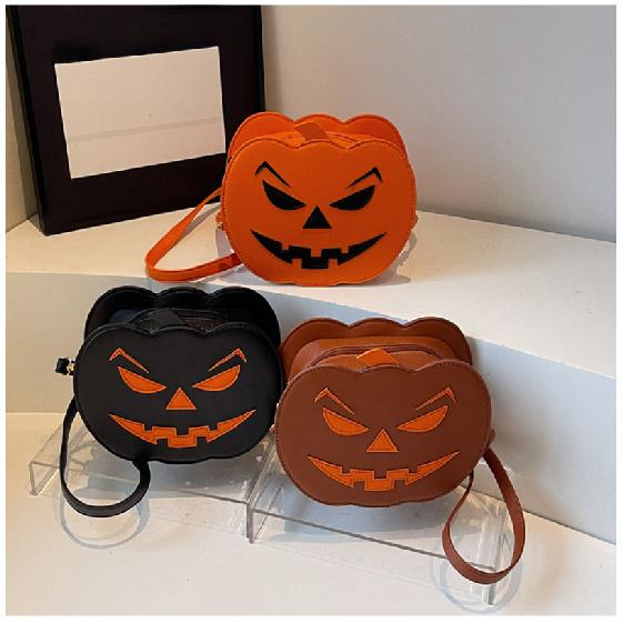Dýňová crossbody taška pro ženy Dýňová taška přes rameno Dámská Halloweenská taška PU kůže Démon Messenger taška Halloweenská nákupní taška
