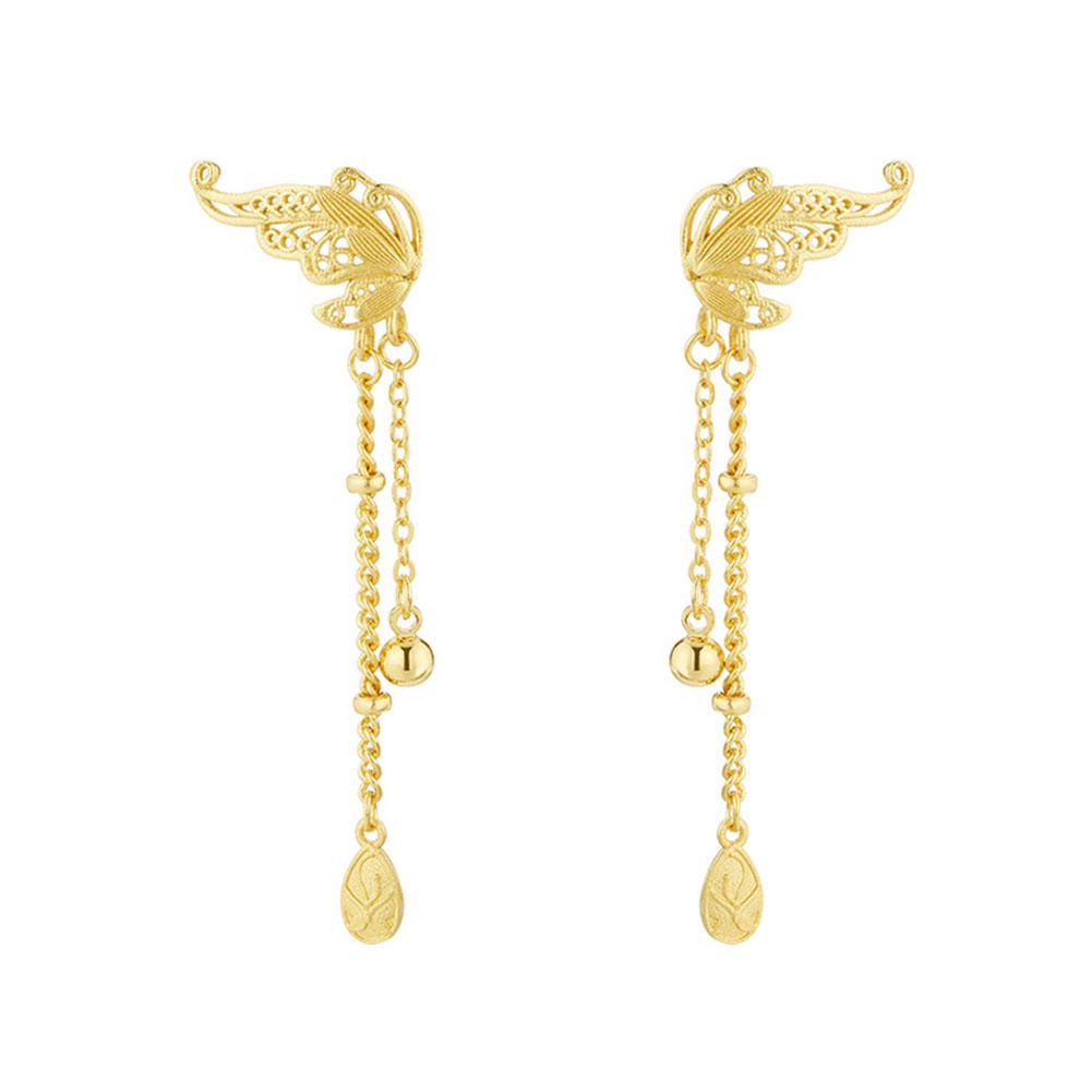 

Antique Hollow Out Butterfly Earrings For Women Long Jewelry Gift Drop Tassel Wedding Earring L T1J2 Golden-One size