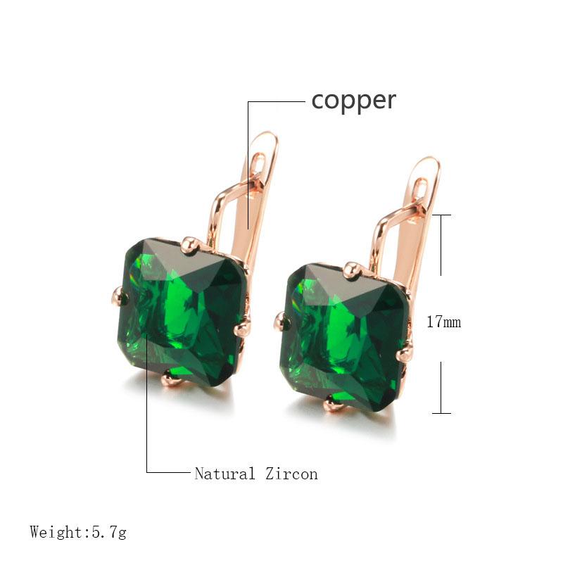 SIMJOO Stylish Rose Gold Color Earrings with Simple Geometric Square Zircon Earrings