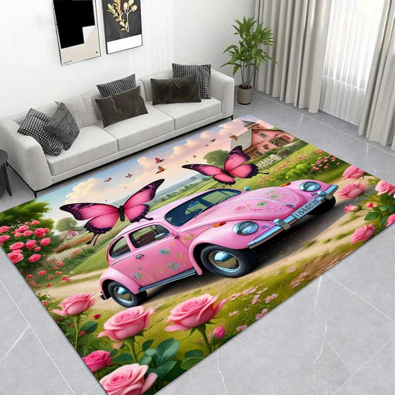 

Cool Purple Sports Car Area Rug, Flame Racing Style Living Room Carpet, Non-Slip Soft Floor Mat for Game Room & Garage Decor 40x60cm( 15x23in )