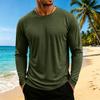 Maglia da uomo a maniche lunghe, girocollo, traspirante, fresca, atletica, per allenamento e uso casual