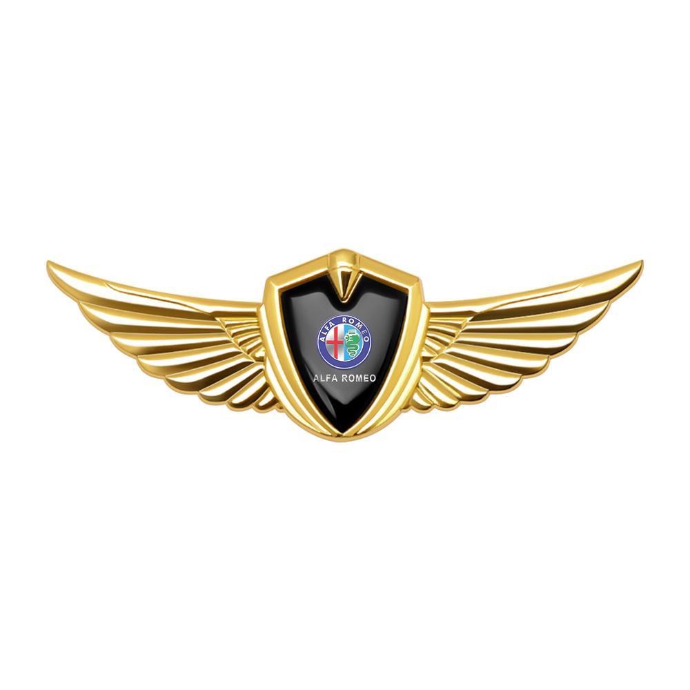 For Alfa Romeo 147 Stelvio Sportiva Gold/Sliver 3D Metal Wings Car Styling Side Mark Window Body Sticker Decals Auto Accessories