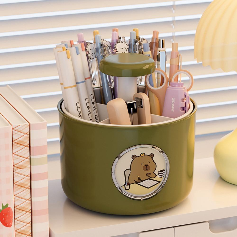 4 Patterns Capybara Rotating Pen Holder Rotatable Capybara Stationery Storage  Student