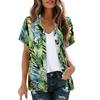 Stile Hawaiano Stampa 3D Monopetto Donna Camicia Hawaiana Moda Collo a Revers T-Shirt Estiva Manica Corta Donna