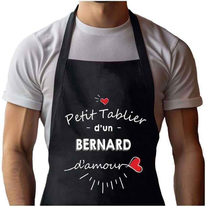 Tablier de cuisine - Bernard d'amour - Noir - Impression bretonne - Coton résistant