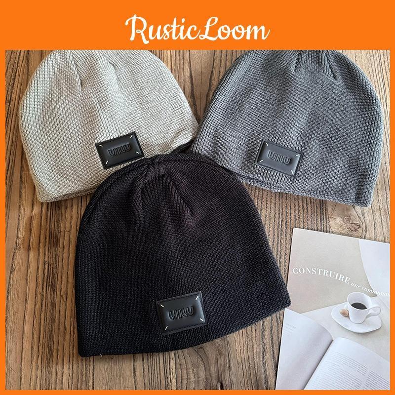 Trendy Solid Color High Top Wool Hat Letter Pattern Youth Streetwear Season Cold