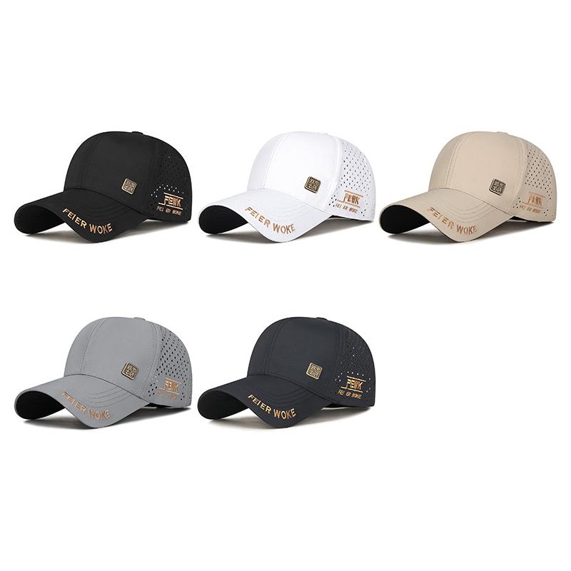 Summer Sunscreen Black Rubber Brim Quick-Drying Baseball Cap Men Embroidered Breathable Cap