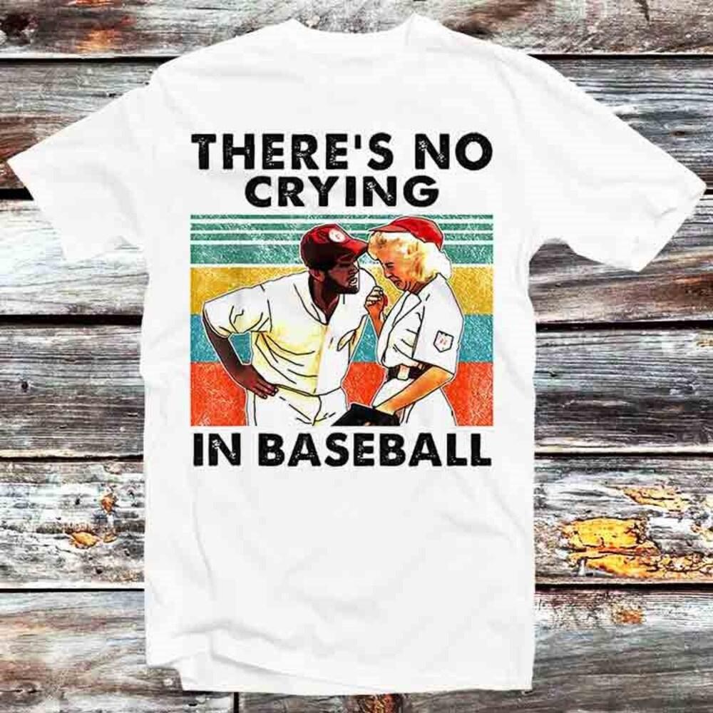 

Футболка из 100% хлопка плотностью 230 г/м2, футболка There s No Crying In Baseball, винтажная ретро-футболка, крутой подарок для мужчин и женщин, унисекс, мультяшный аниме-топ, футболка B1113 XS белый