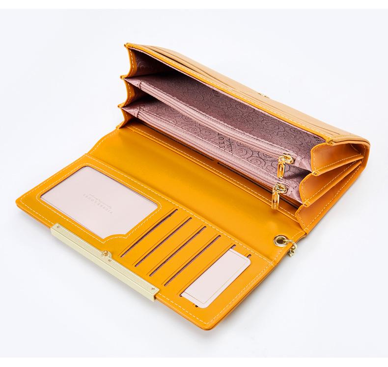 Damplånbok i koreansk stil med stor kapacitet och dubbelt vik – Enfärgad, Flera kortfack, Enkel exklusiv kuvertväska