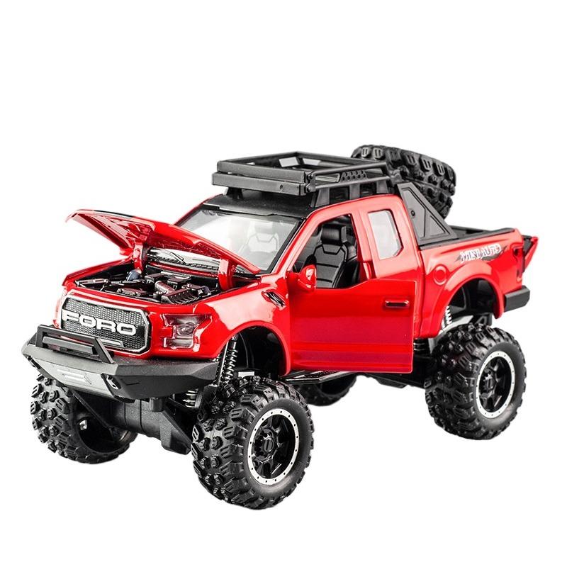 

1/32 Ford Raptor F150 литой под давлением модель автомобиля игрушки звук свет игрушка пикап инерционный автомобиль для детей красный