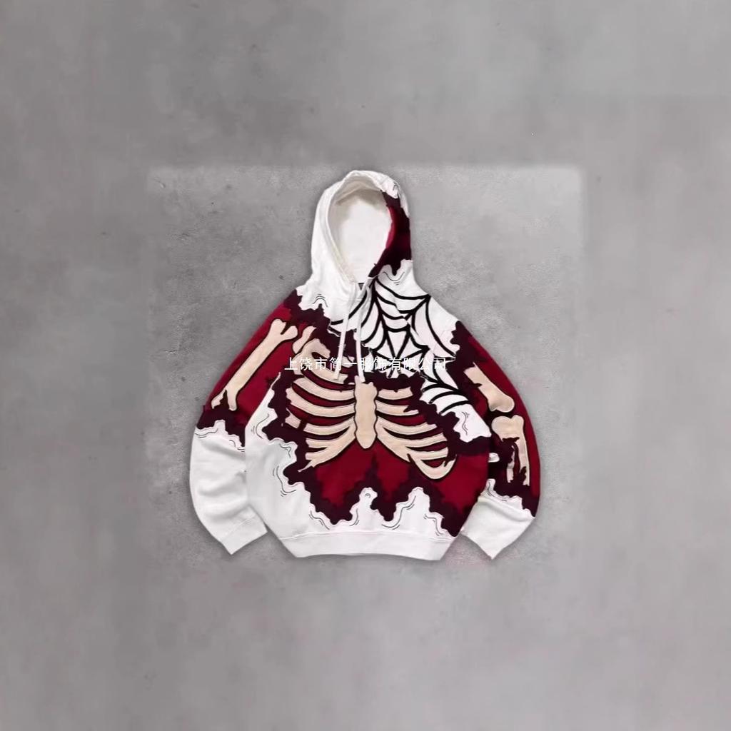 Spring and Autumn American Retro Skull Skull Skeleton Series 3D Digital Printing Trend Hoodie Sweater