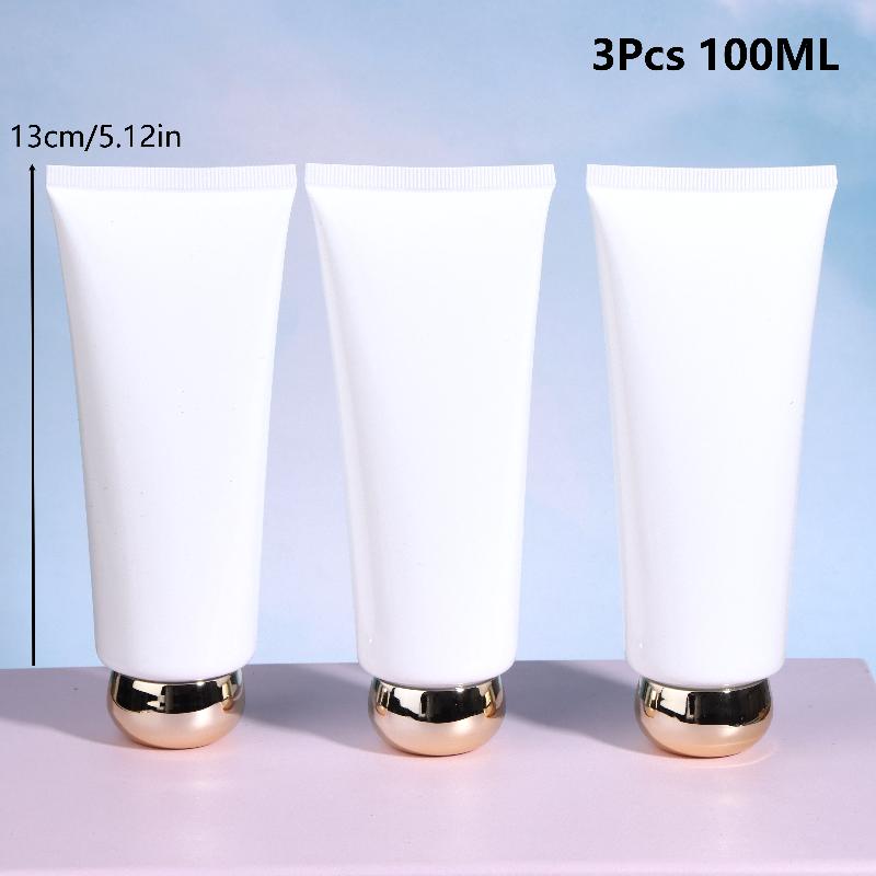 3Pcs 50/100Ml White Empty Cosmetic Squeeze Tubes Travel Dispensing Tubes Refillable Containers For Lotion Cream Facial Cleaner